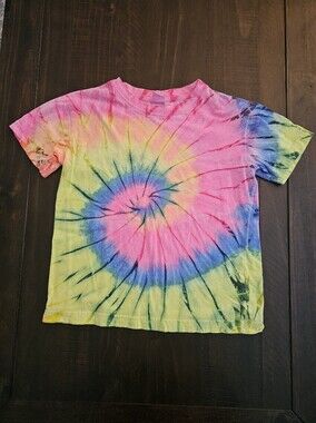 Kids Colorful Spiral Tie-Dye Tee - Pink, Yellow, Blue